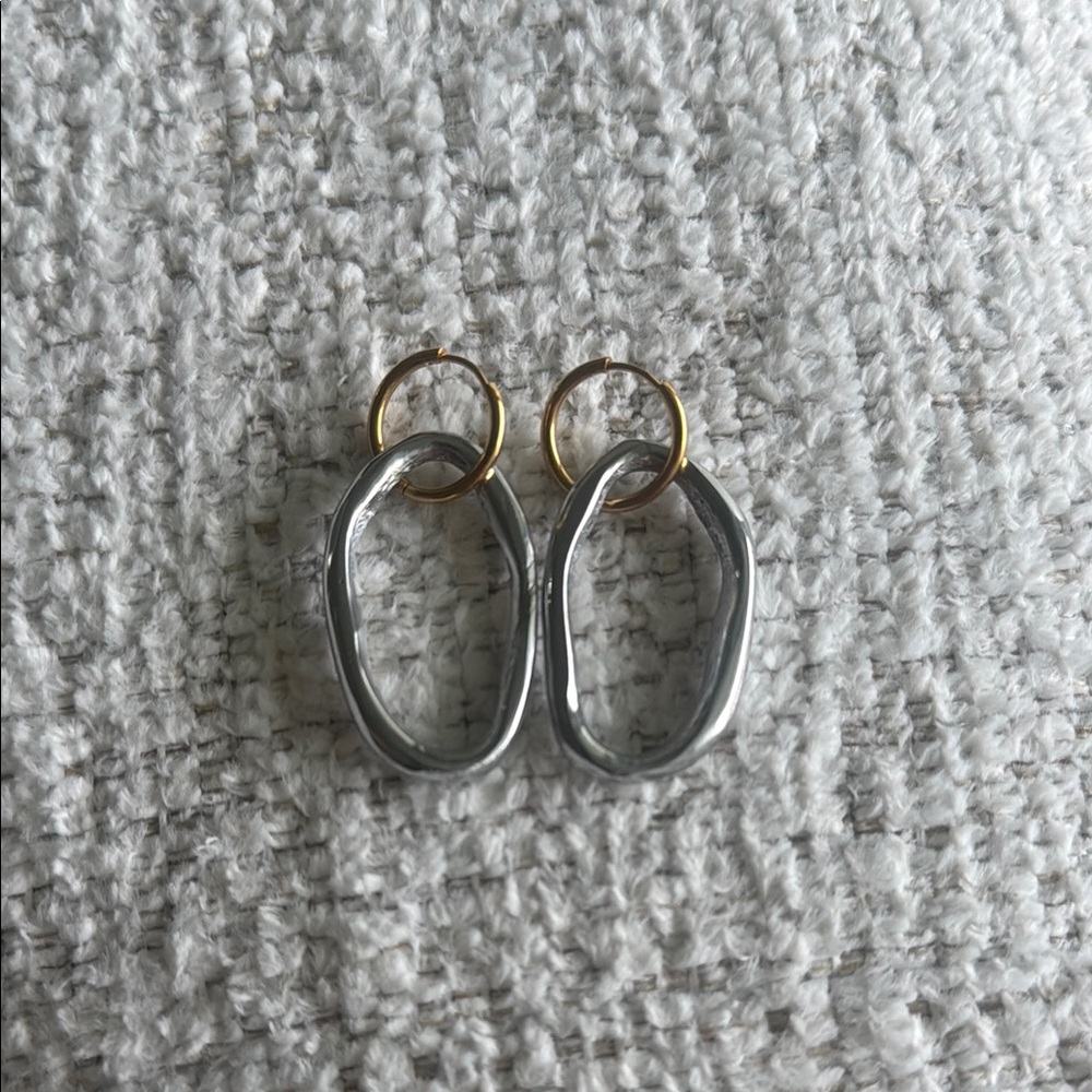 Organic Silver and Gold Hoop Earrings made with Recycled Aluminum